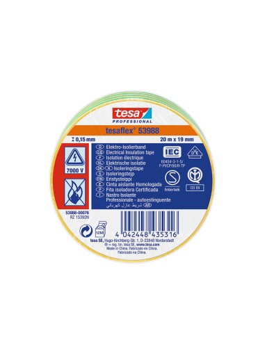 Cinta aislante homologada bicolor 20 m x 19 mm