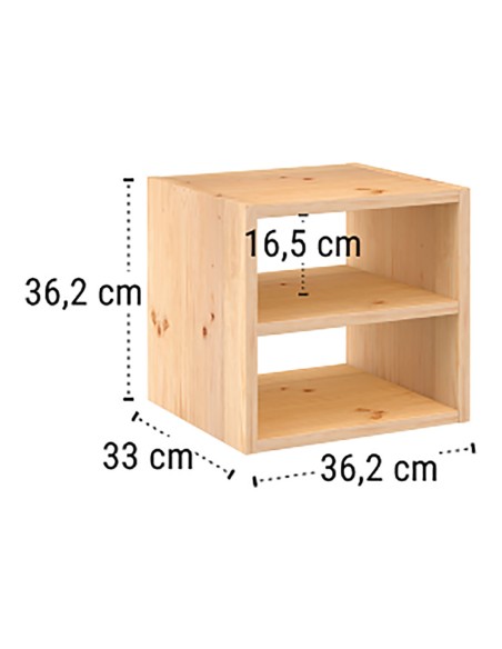 Estanteria modular 1 cubos + balda intermedia dinamic pino macizo 36,2 x 33 x 36,2 cm