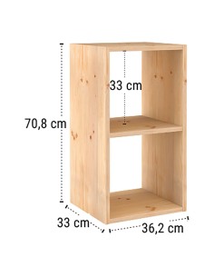 Estanteria modular 2 cubos dinamic pino macizo 36,2 x 33 x 70,8 cm 2