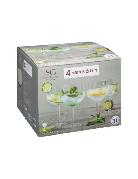 Set 4 unid. copa de ginebra de cristal 70cl