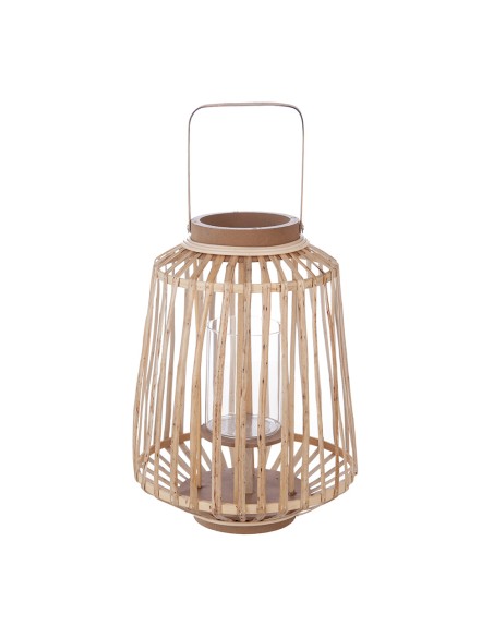 Portavelas con asa y cuerpo de rattán 35x25cm