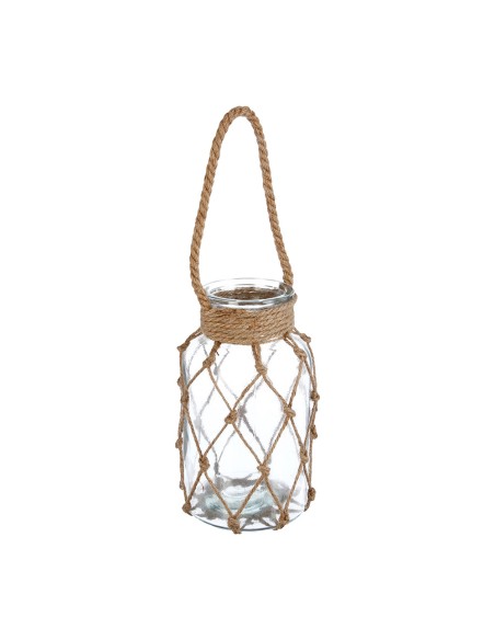 Portavelas con cuerda de rafia 26x15.5cm