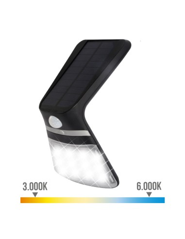 Aplique solar 3,5w 430lm recargable sensor...