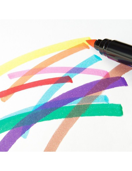 Rotuladores base agua de punta de pincel colores surtidos, caja 24 uds