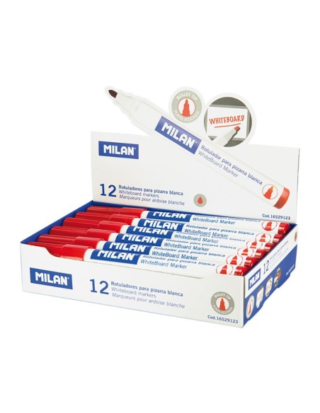 Rotuladores para pizarra blanca ø4,7mm rojo, caja 12 uds