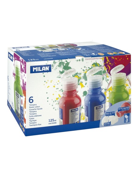 Caja con 6 botellas de 125 ml de témpera colores surtidos
