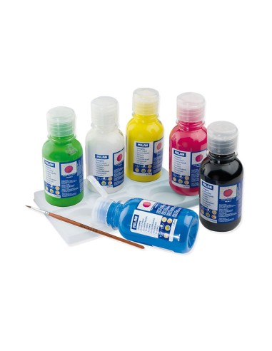 Caja con 6 botellas de 125 ml de témpera...