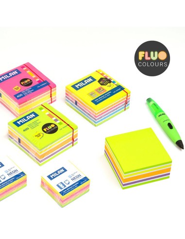 Bloc 400 notas adhesivas colores fluor 76 x 76 mm
