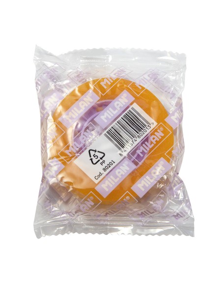 Cinta adhesiva 12 mm x 33 m color amarillo transparente