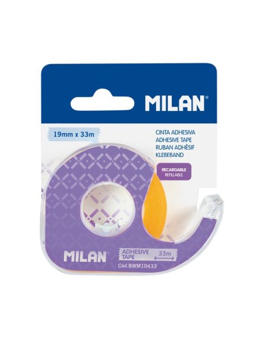 Dispensador lila de cinta adhesiva transparente 19 mm x 33 m
