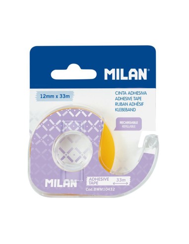 Dispensador lila de cinta adhesiva transparente 12 mm x 33 m