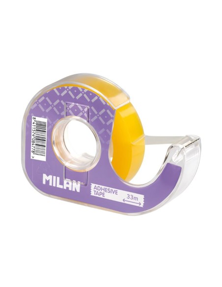 Dispensador lila de cinta adhesiva transparente 12 mm x 33 m