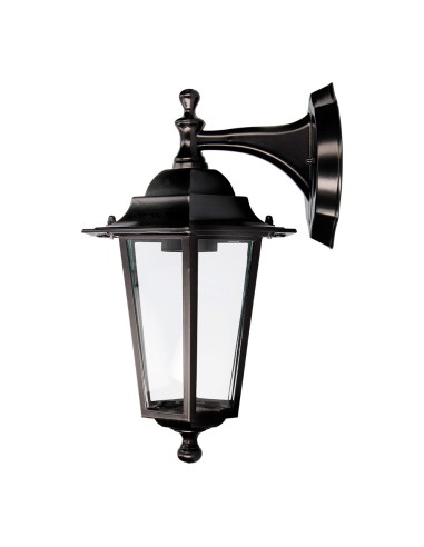 Aplique exterior zurich de aluminio y cristal e27 60 w sin bombilla, color negro, luz hacia abajo