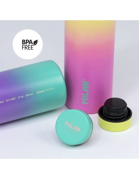 Botella isotérmica de acero inoxidable 304 edición sunset, amarilla 591 ml