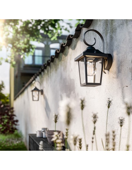 Aplique exterior buzzard e27 60 w sin bombilla, color negro, luz hacia abajo