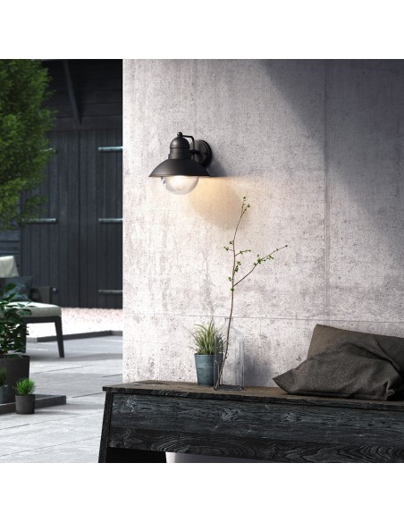 Aplique exterior hoverfly e27 60 w sin bombilla, color negro, luz hacia abajo