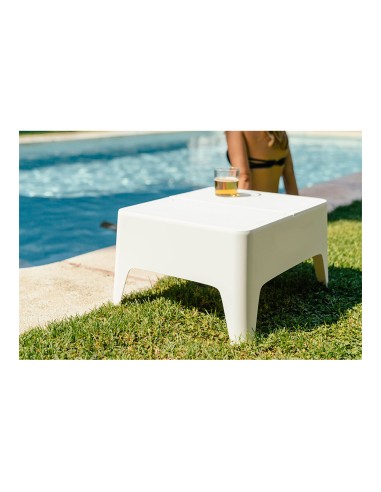Mesa auxiliar alaska color blanco para exterior...