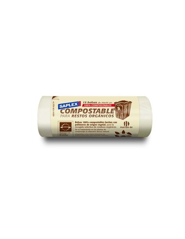 Bolsa de basura compostable 9 l (44 x 44 cm) 15 uds