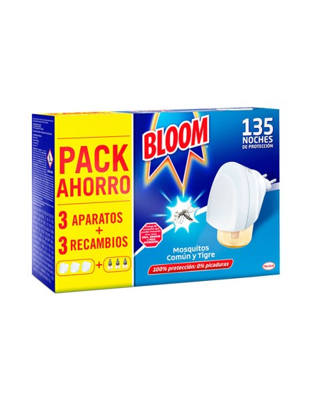 Pack ahorro insect bloom 3 aparatos + 3 recambios mosquitos común y tigre