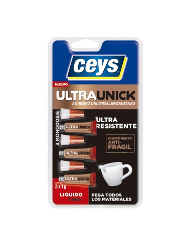 Adhesivo ultraunick poder inmediato monodosis 3 x 1g