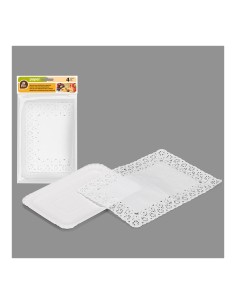 Bolsa con 4 bandejas rectangulares con blonda 14x21cm 2