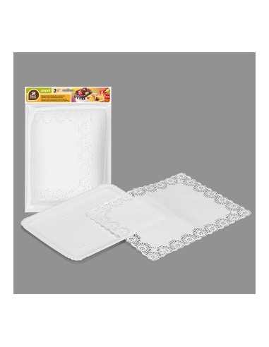 Bolsa con 2 bandejas rectangulares con blonda...