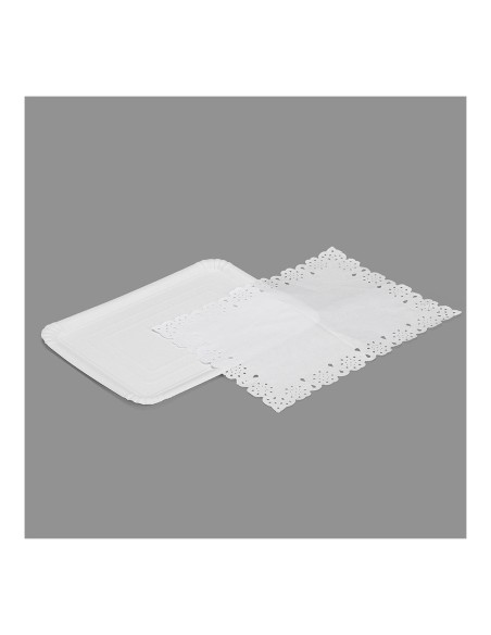 Bolsa con 1 bandeja rectangular con blonda 25x34cm