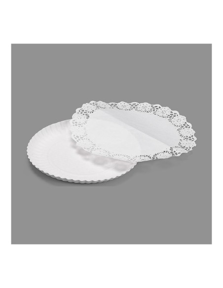 Bolsa con 3 bandejas redondas con blonda ø21cm