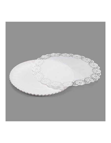 Bolsa con 2 bandejas redondas con blonda ø25cm