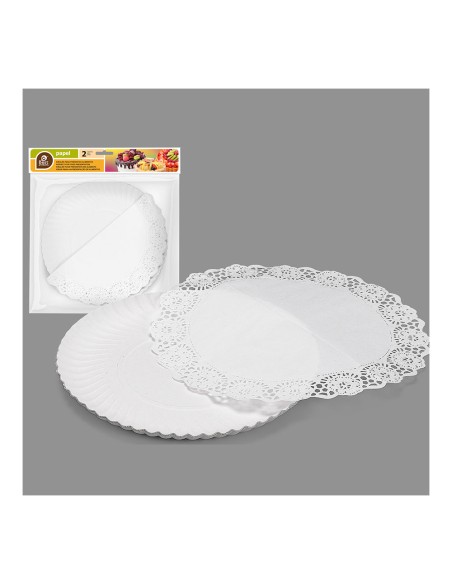 Bolsa con 2 bandejas redondas con blonda ø25cm
