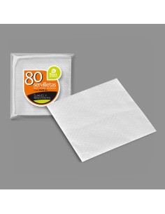 Bolsa con 80 servilletas blancas de papel de 1 capa 30x30cm 2