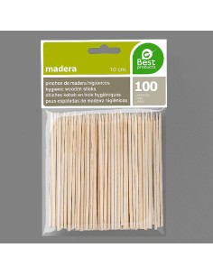 Blister 100 pinchos de madera higienicos de 100x2mm 2