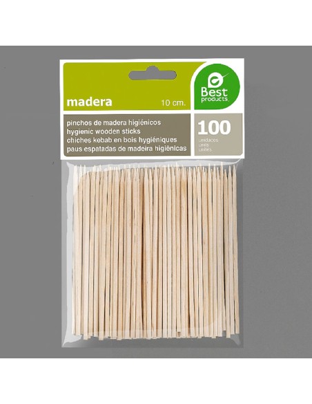 Blister 100 pinchos de madera higienicos de 100x2mm