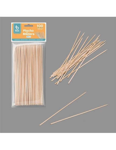 Blister 100 pinchos de madera higienicos de...
