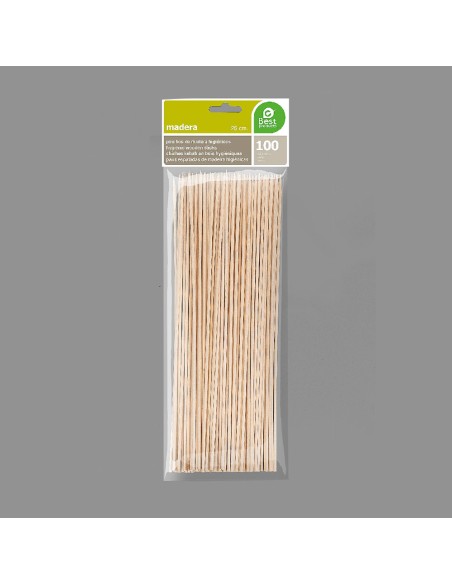 Blister 100 pinchos de madera higienicos de 250x2mm