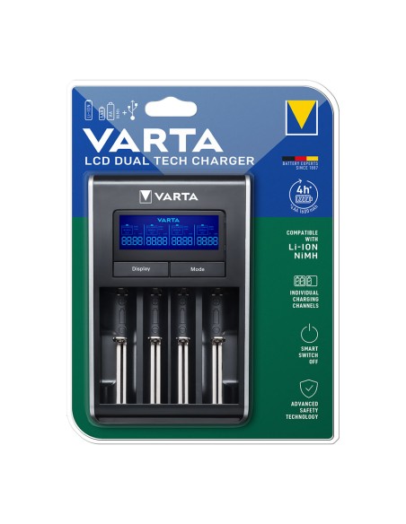 Cargador varta lcd dual tech para pilas li-ion y ni-mh sin pilas 100/240v