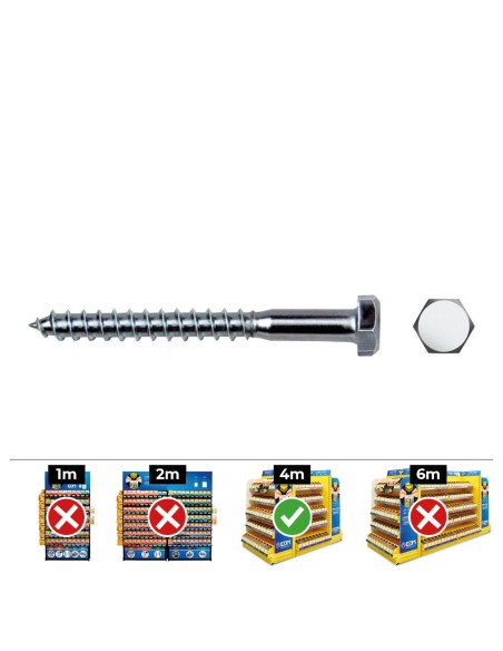 Caja 200 unid. tirafondo hexagonal din/ref 571 ø8x70mm zincado celo