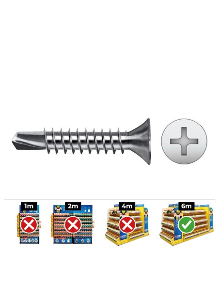 Caja 500 unid. punta broca avellanada philips din/ref 7504p ø3,5x16mm zincado celo