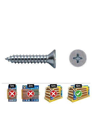Caja 250 unid. tornillo chapa avellanado philips din/ref 7982 4,2x32mm zincado celo