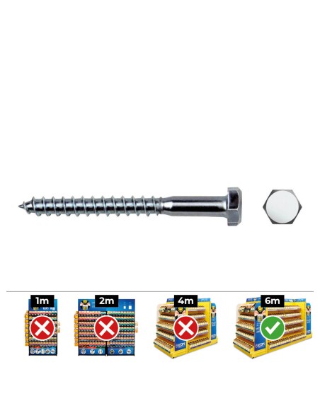 Caja 100 unid. tirafondo hexagonal din/ref 571 ø8x90mm zincado celo