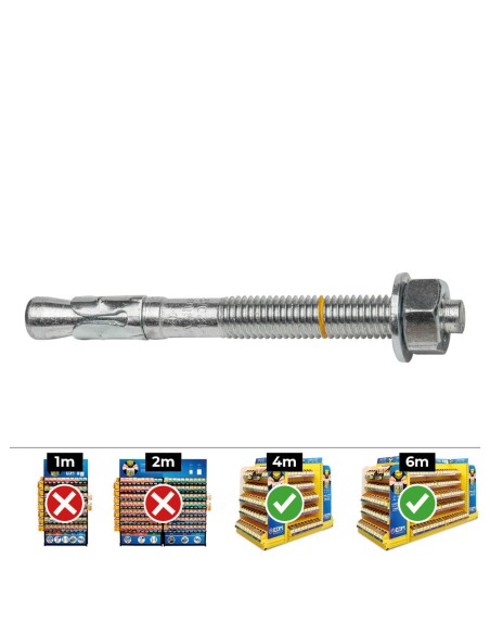 Anclaje homologado ce bap ø8x75mm/10 zincado (caja 50 unid)