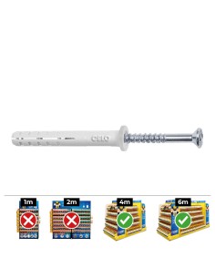 Tacos golpe ø6 x 35 mm + tornillos cabeza plana ø6 x 40 mm, caja 100 uds