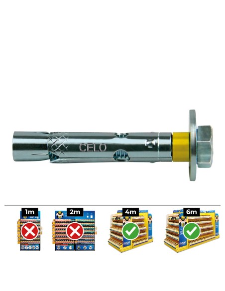 Anclaje dynabolt tornillo m6 ø8 x45mm zincado (caja 250 unid)