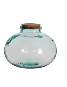 Bote de cristal redondo olly con tapón de corcho