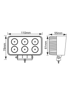 Faro de trabajo rectangular 6 leds 18w 10-30v 1200lm goodyear 2