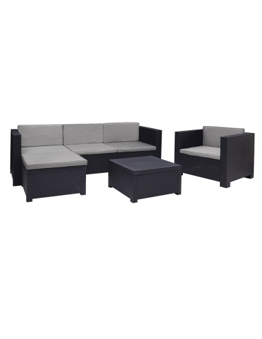 Conjunto jardin manhattan grafito 3 piezas antracita + cojines