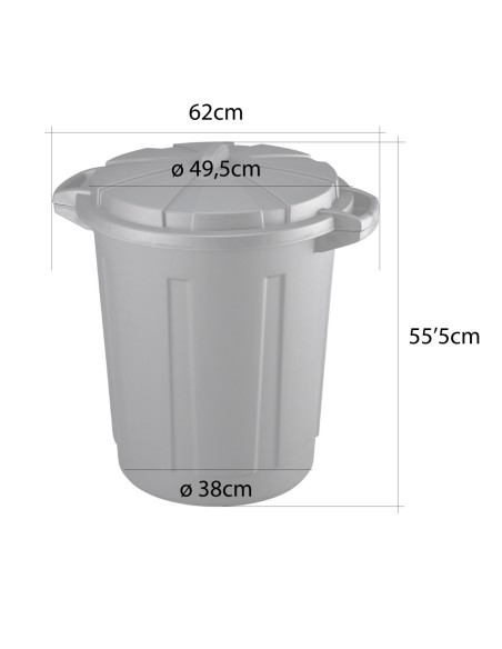 Cubo de basura de comunidad 80 litros color negro con tapa mondex