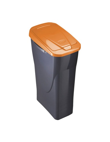 Cubo ecobin con tapa color negro/naranja 20 x 31 x 42 cm 15 l