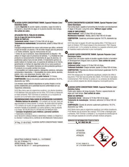 Algicida 5 l. super concentrado