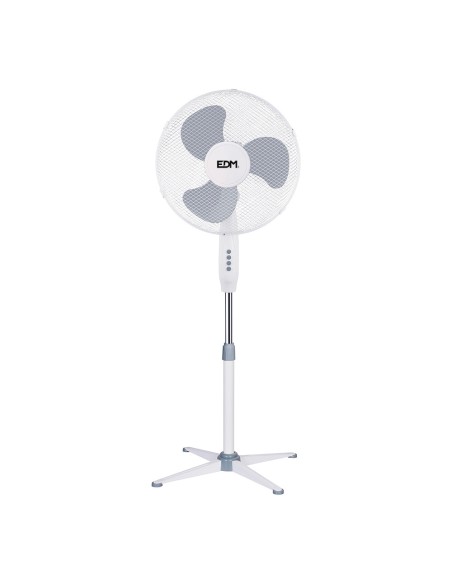 Ventilador de pie, blanco, potencia 45 w, aspas ø40 cm, altura regulable 105-125 cm